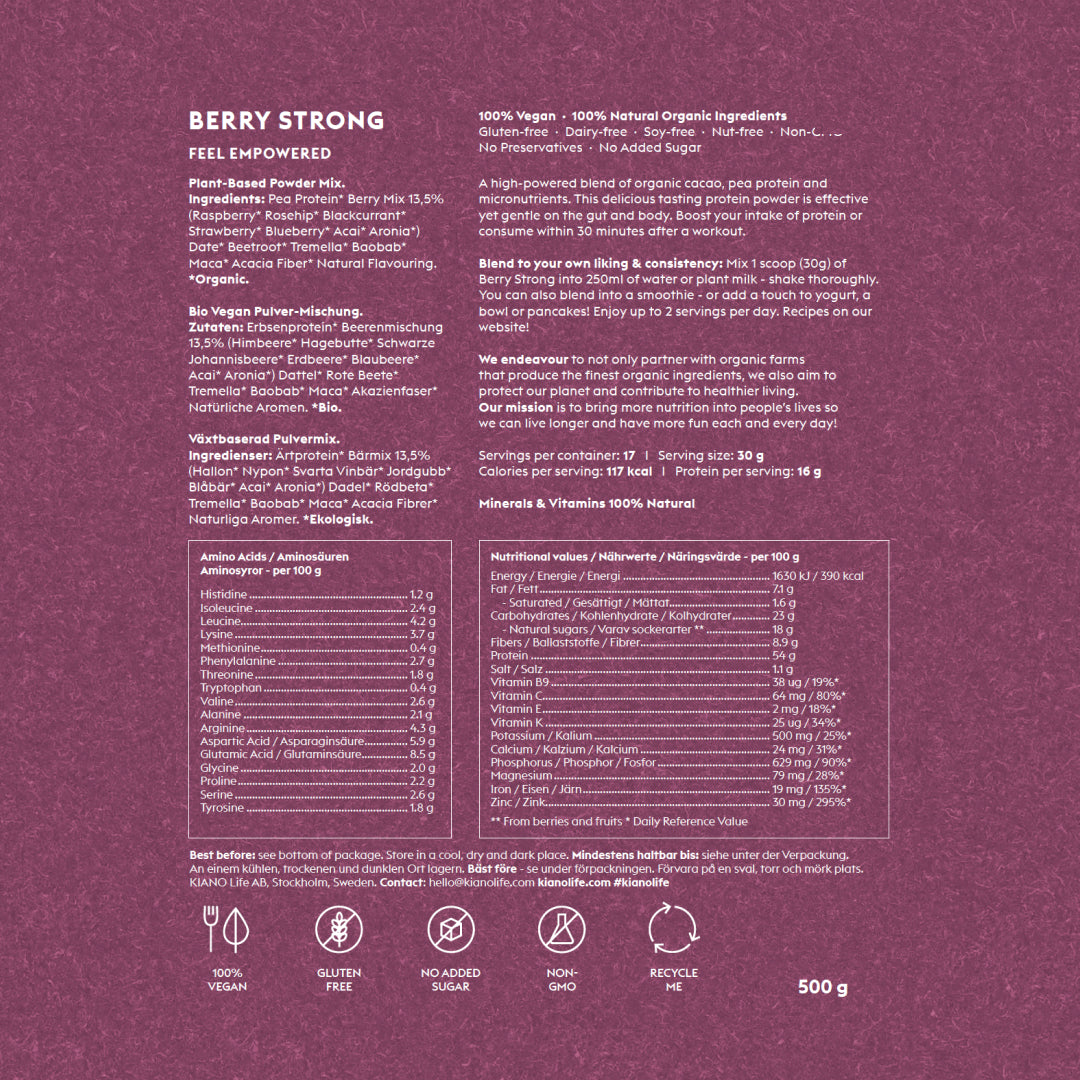 x3 Berry Strong Protein Powder - Vegan & Organic