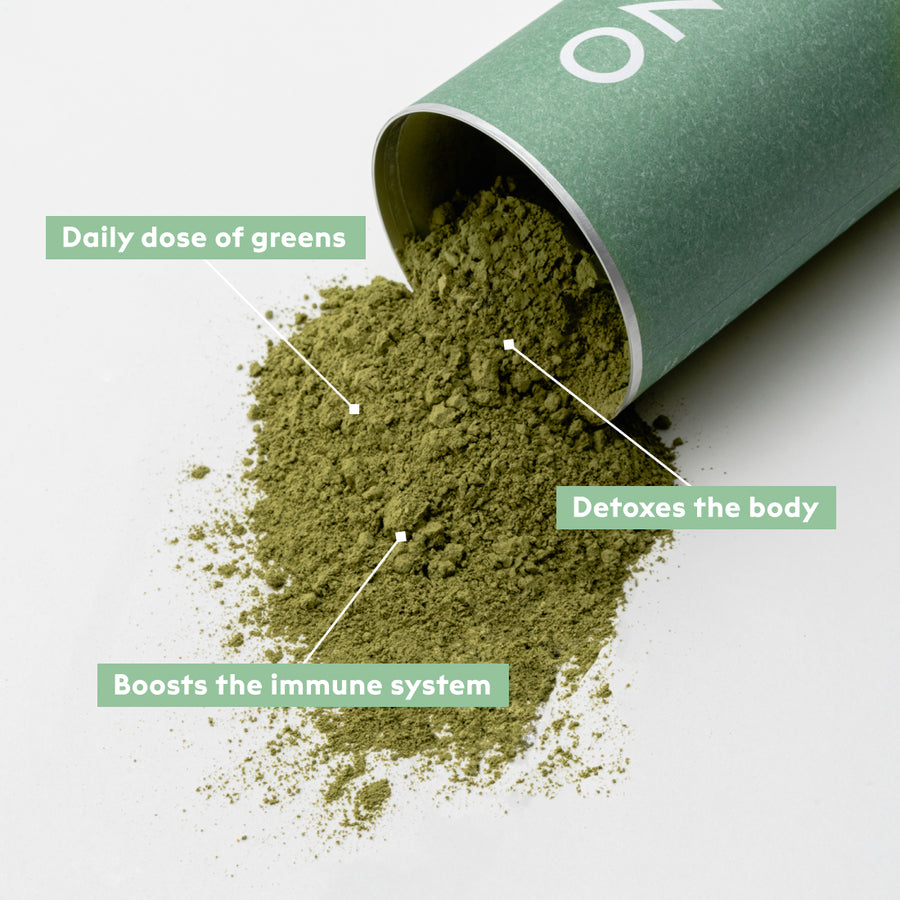 Superfoodpowder that detoxes the body. Daily dose of greens. Boosts immune system 