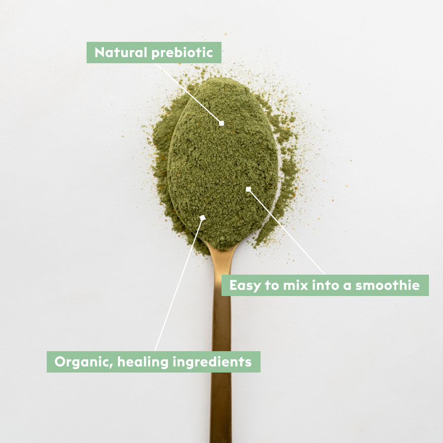Organic, healing superfoodpowder. Natural prebiotic. Easy to mix into a smoothie